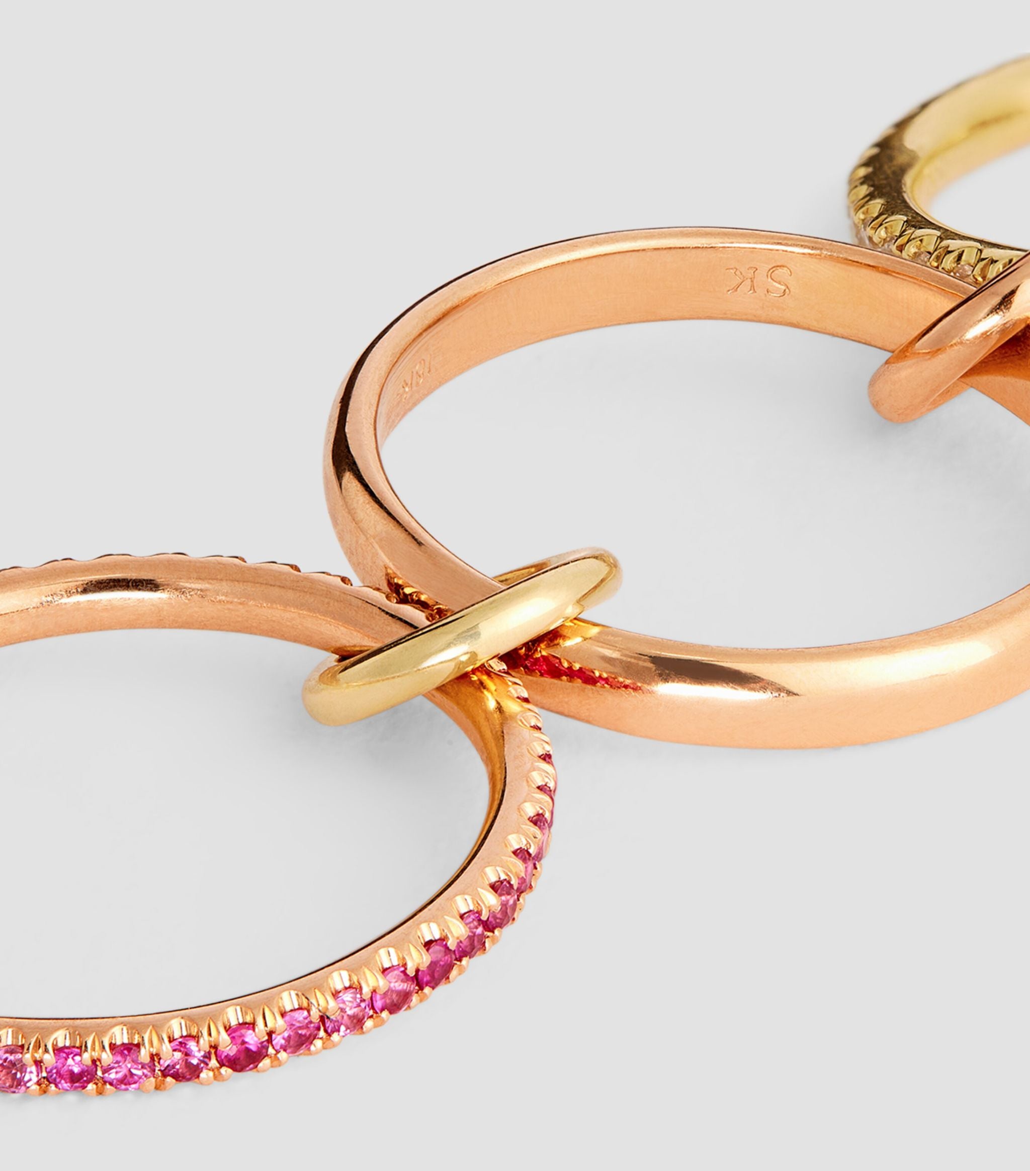 Yellow Gold, Diamond and Pink Sapphire Atlas Ring GOODS Harrods   