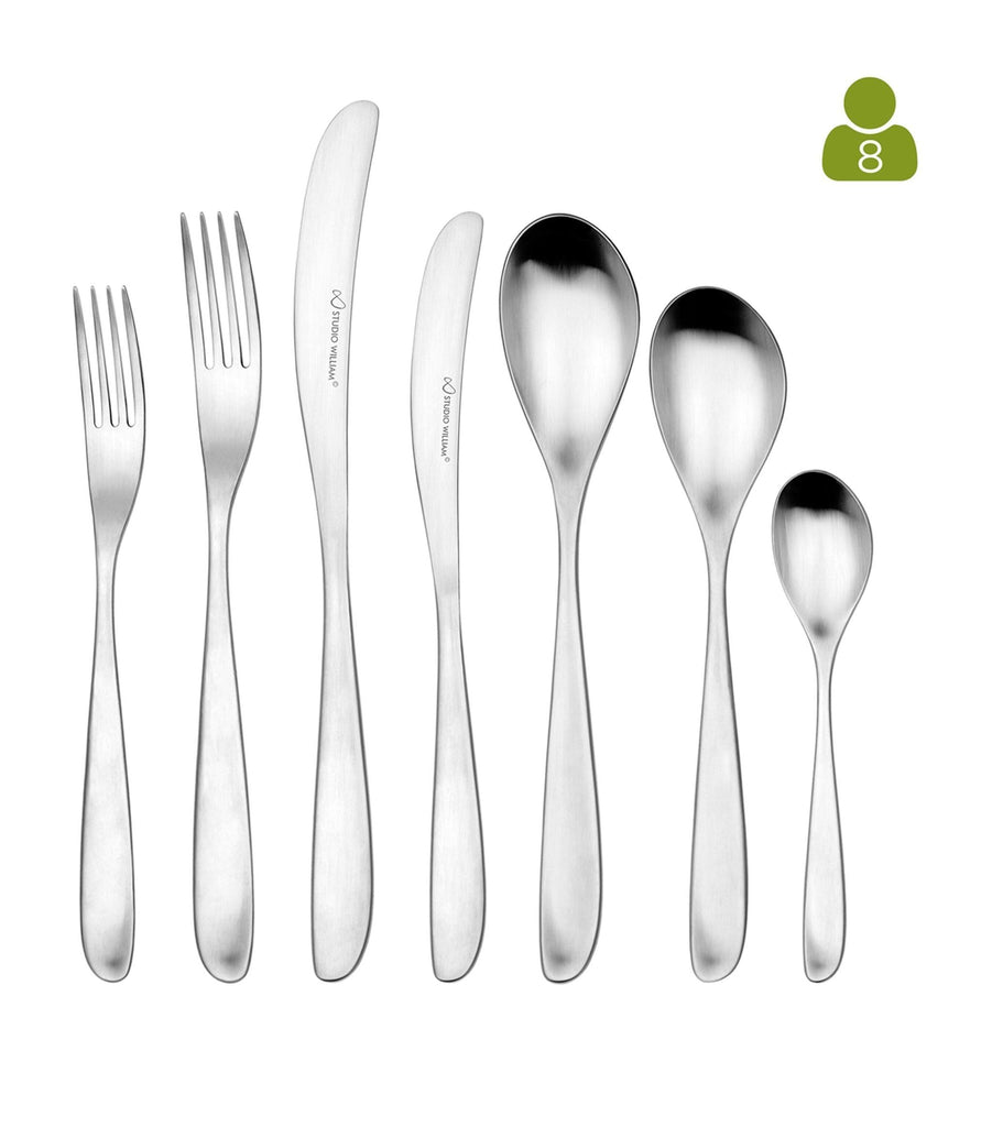 Olive Satin Stainless Steel 56-Piece Cutlery Set