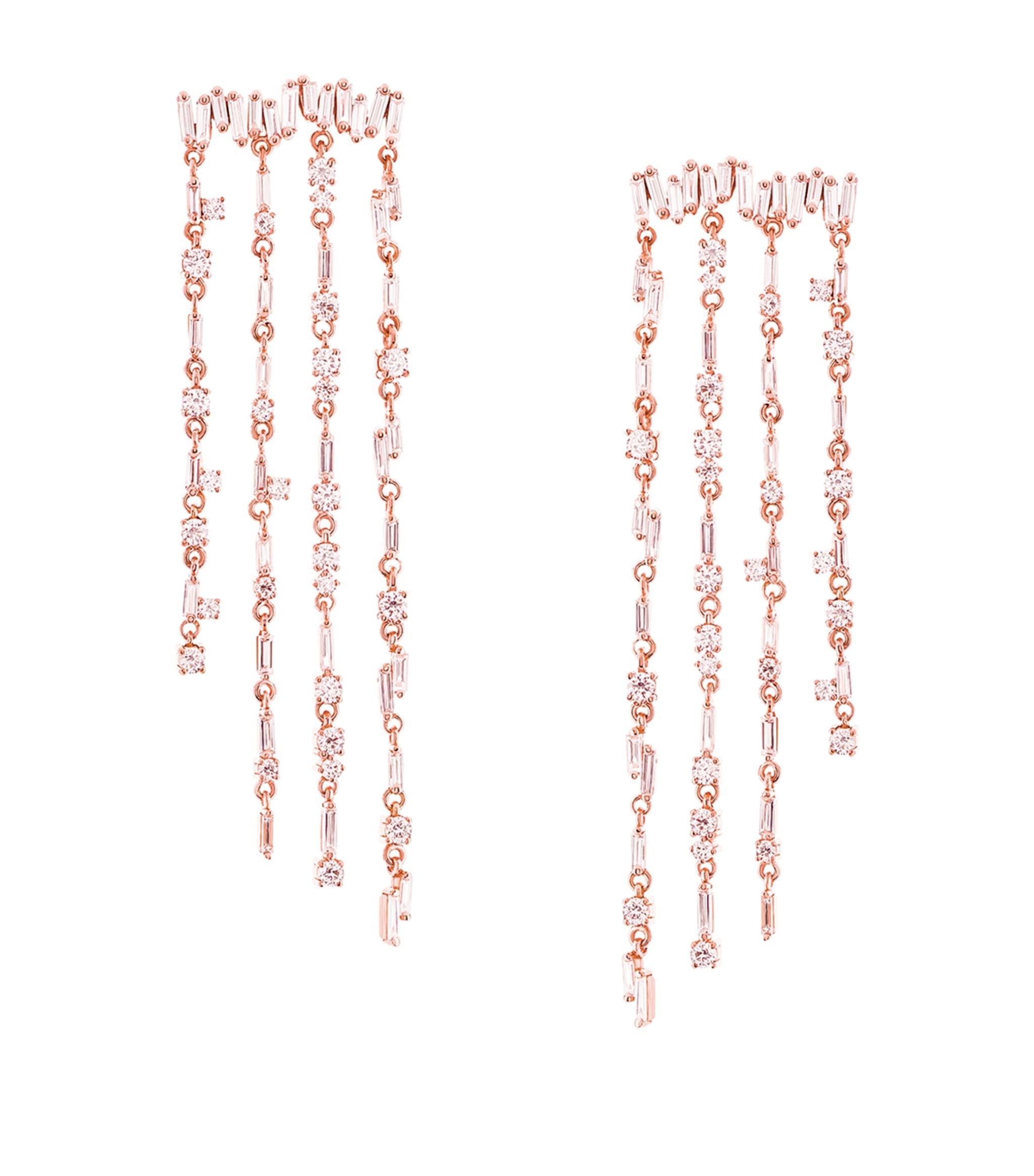 Rose Gold and Diamond Fireworks Fringe Earrings Miscellaneous Harrods   