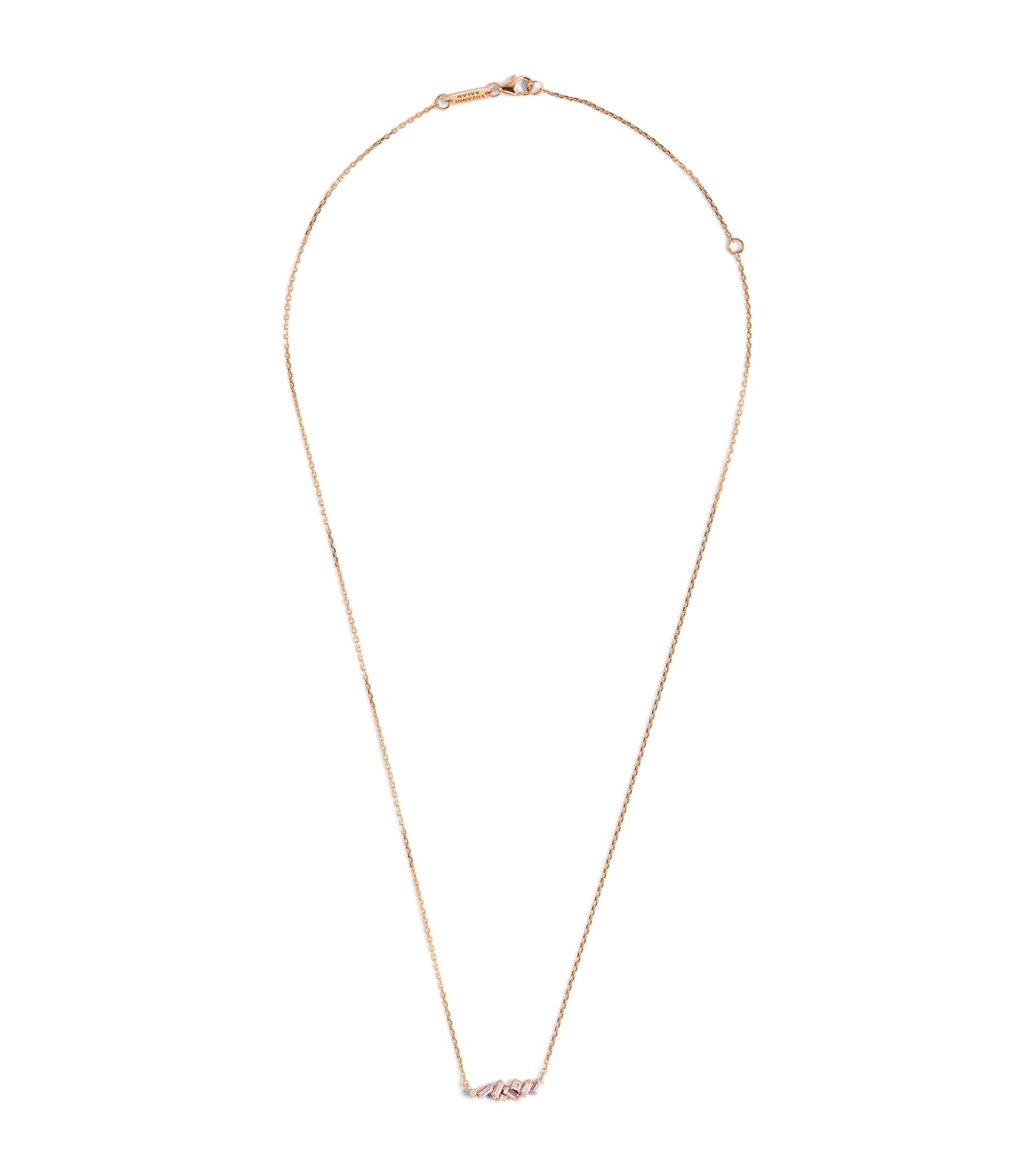 Rose Gold, Diamond and Pink Sapphire Bar Necklace GOODS Harrods   