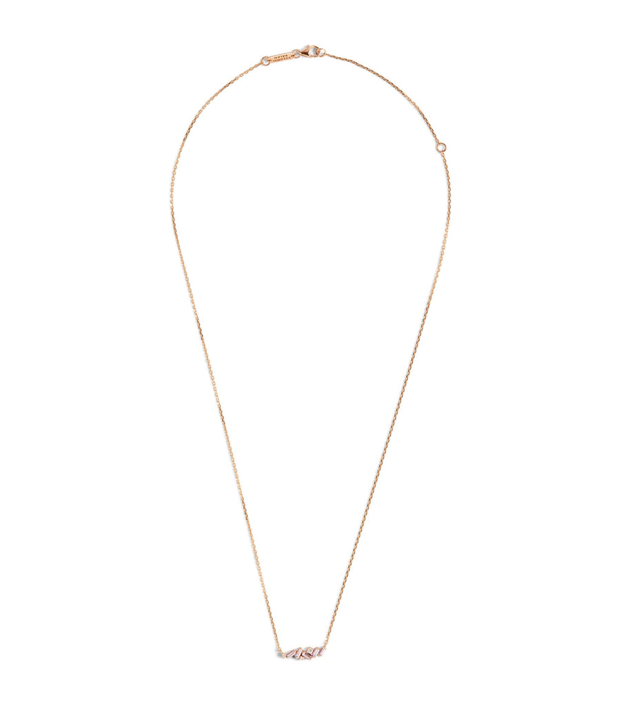 Rose Gold, Diamond and Pink Sapphire Bar Necklace