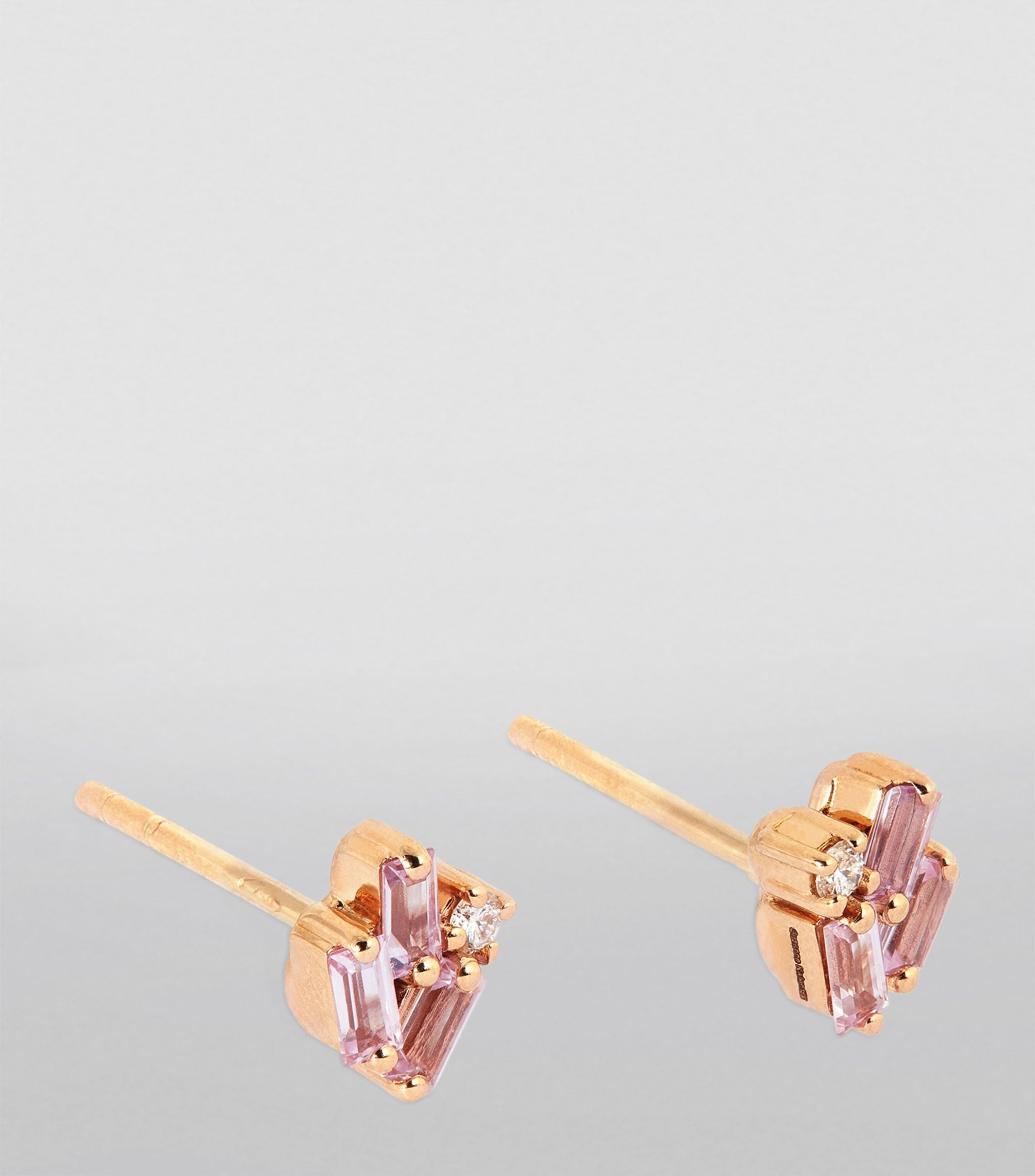 Rose Gold, Diamond and Pink Sapphire Cluster Stud Earrings GOODS Harrods   