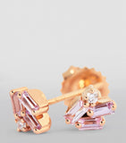 Rose Gold, Diamond and Pink Sapphire Cluster Stud Earrings GOODS Harrods   