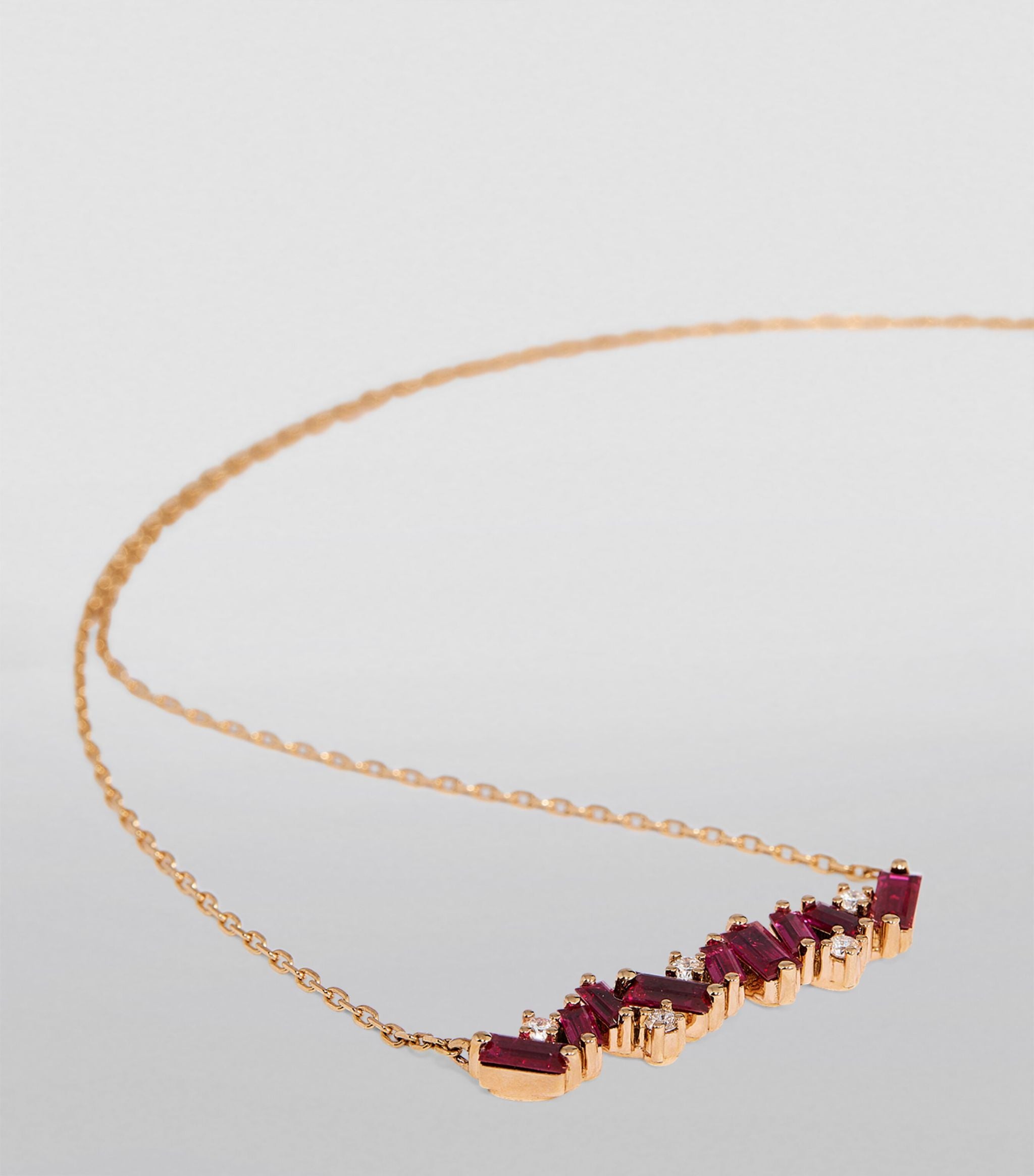 Rose Gold, White Diamond and Ruby Fireworks Bar Necklace Miscellaneous Harrods   