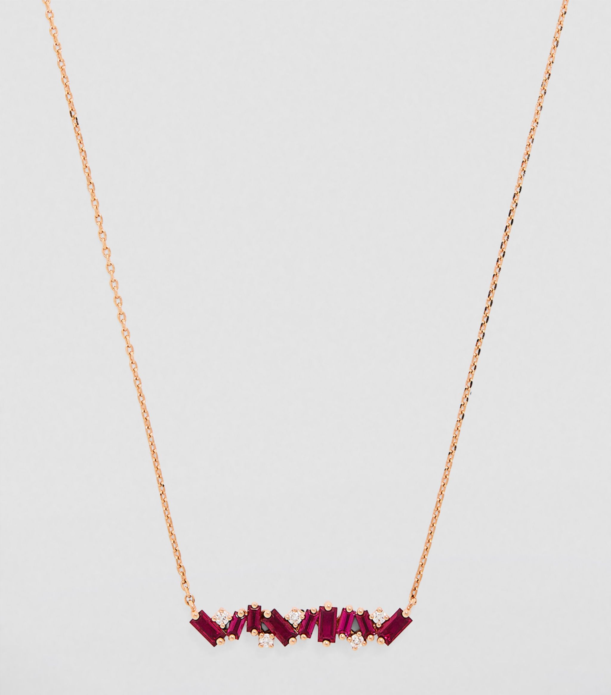 Rose Gold, White Diamond and Ruby Fireworks Bar Necklace Miscellaneous Harrods   