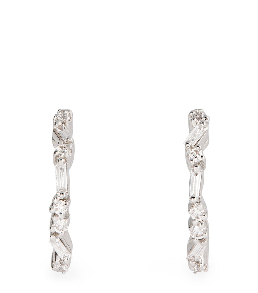 White Gold and Diamond Baguette Hoop Earrings