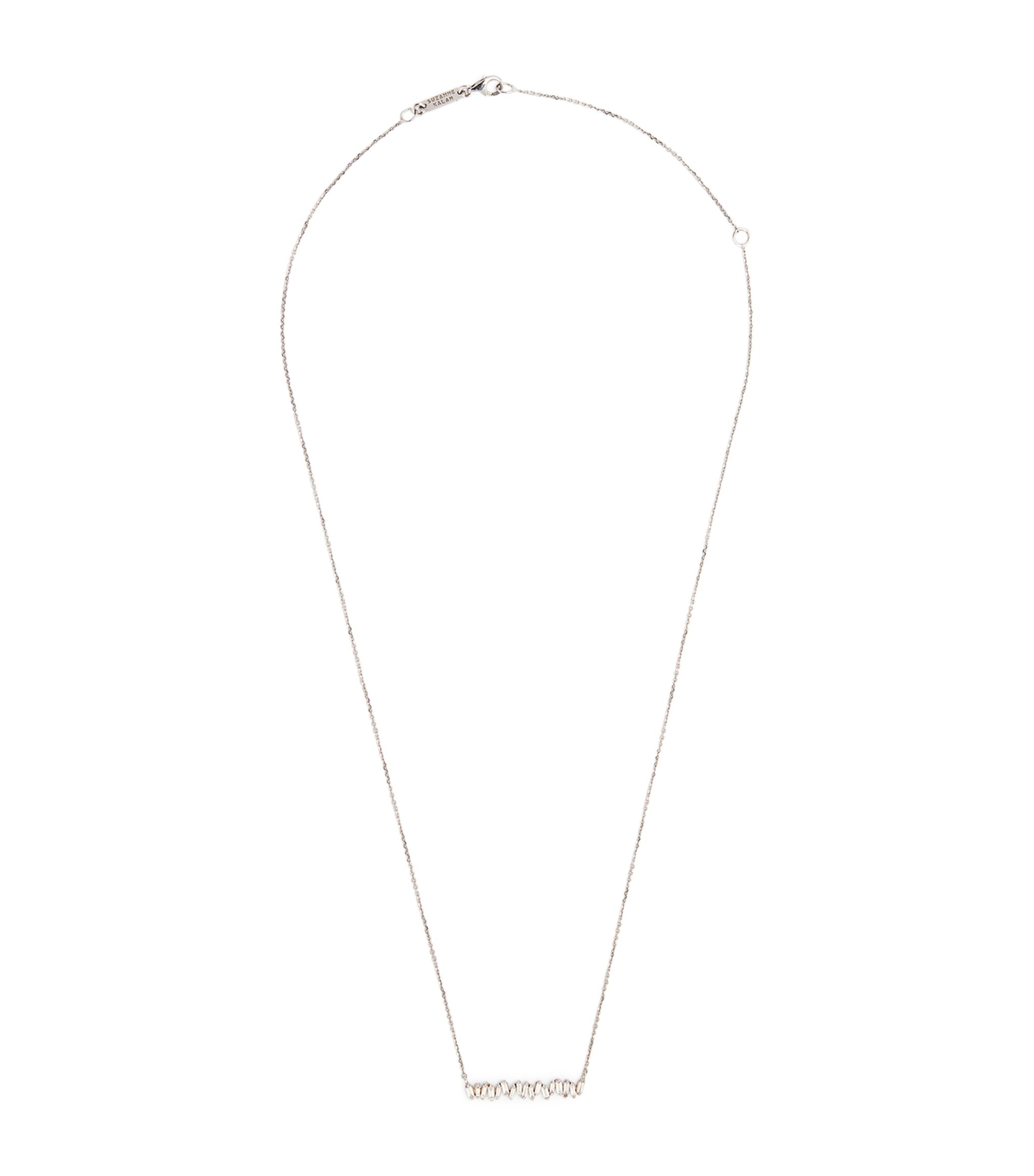 White Gold and Diamond Classic Bar Necklace GOODS Harrods   