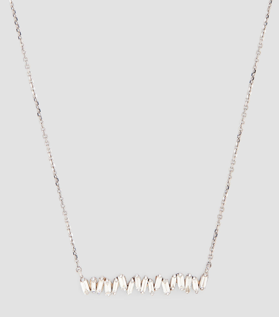 White Gold and Diamond Classic Bar Necklace