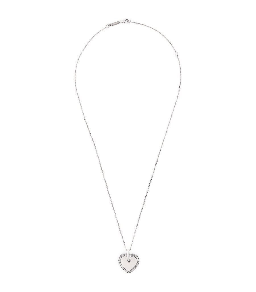 White Gold and Diamond Heart Pendant Necklace