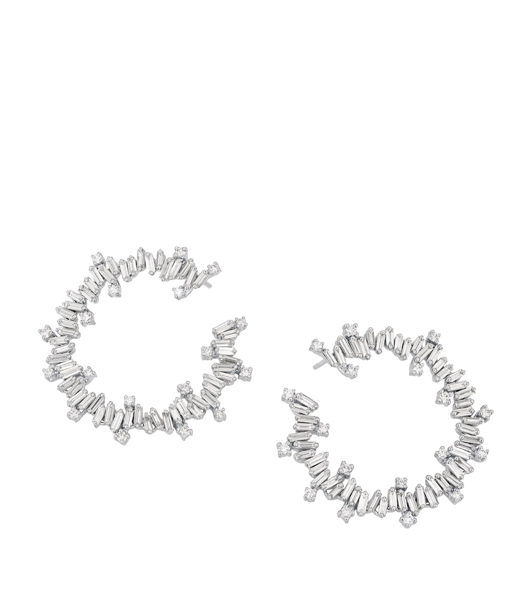 White Gold and Diamond Spiral Firework Earrings GOODS Harrods   