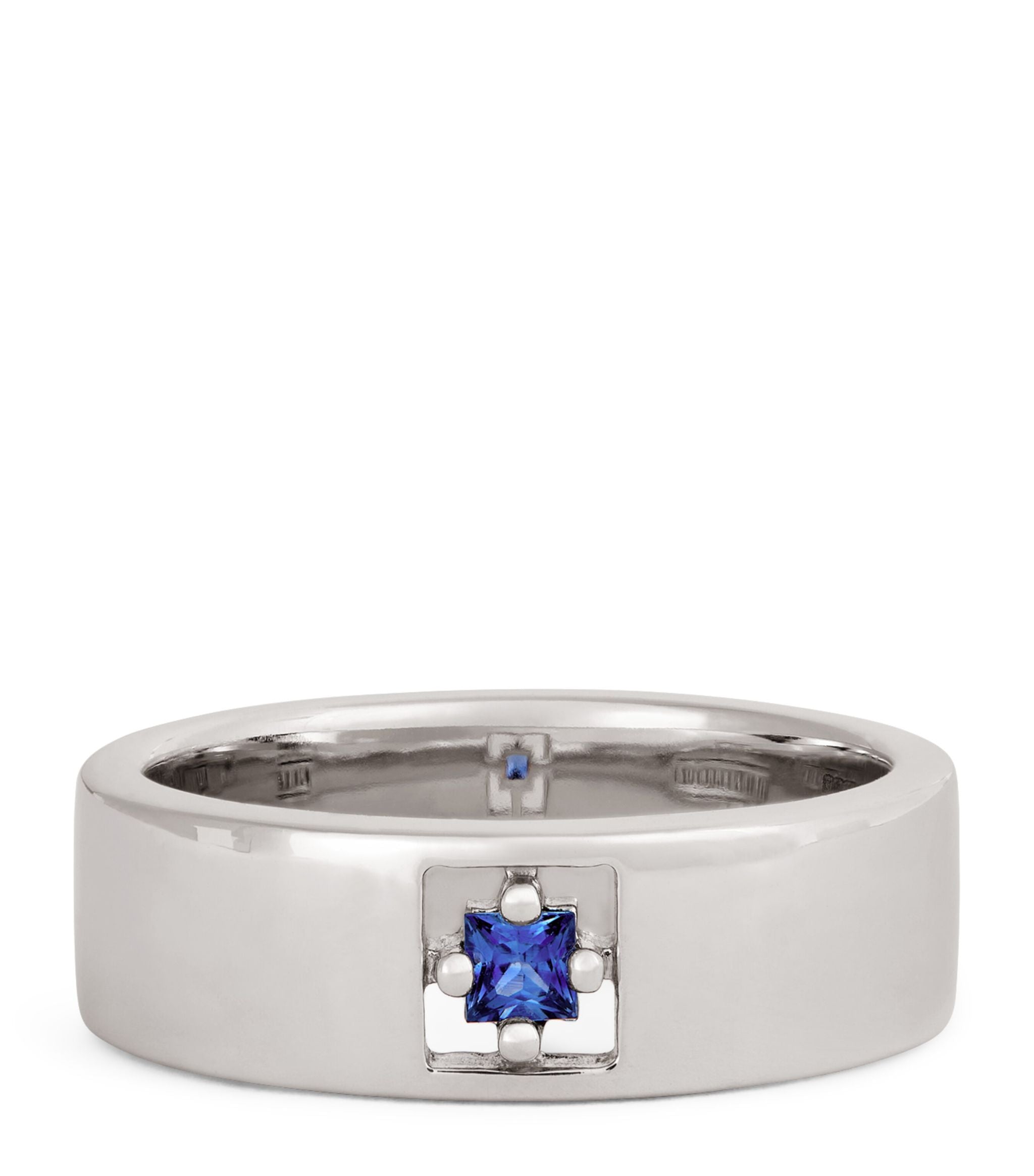 White Gold and Sapphire Inlay Ring GOODS Harrods   