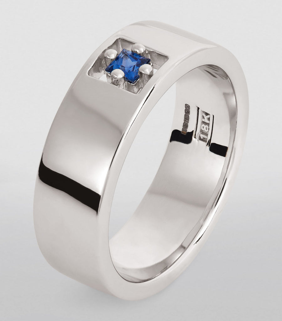 White Gold and Sapphire Inlay Ring