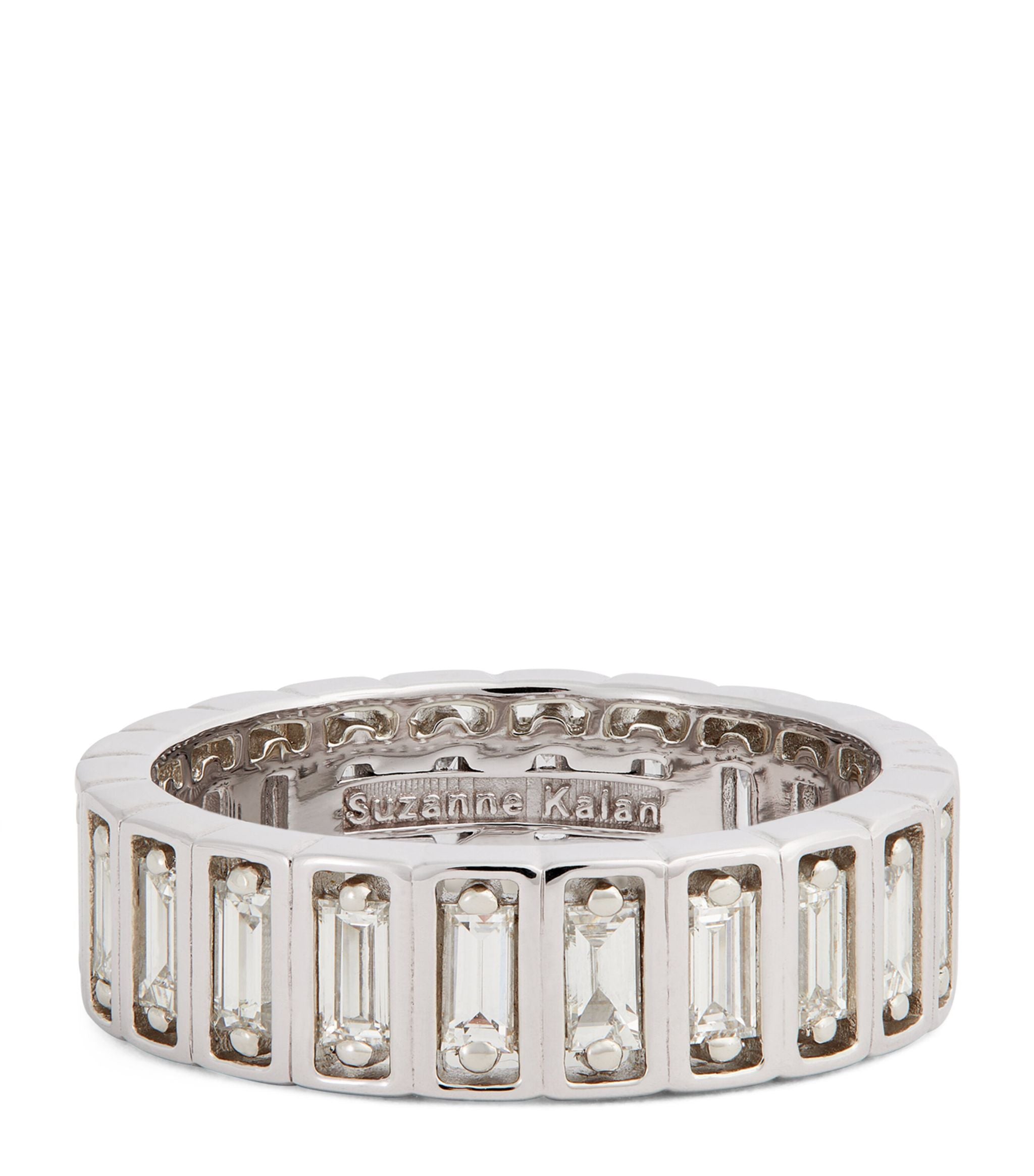 White Gold and White Diamond Inlay Ring GOODS Harrods   