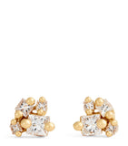 Yellow Gold and Diamond Princess Cluster Stud Earrings GOODS Harrods   