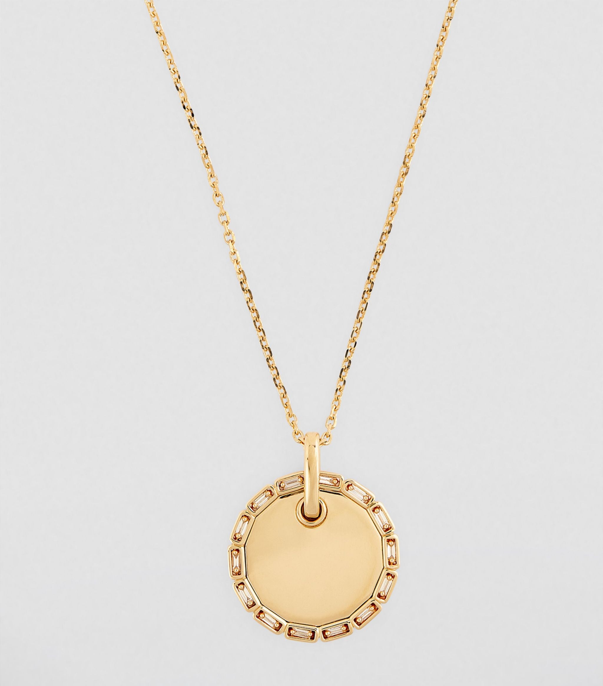 Yellow Gold and Diamond Round Pendant Necklace GOODS Harrods   