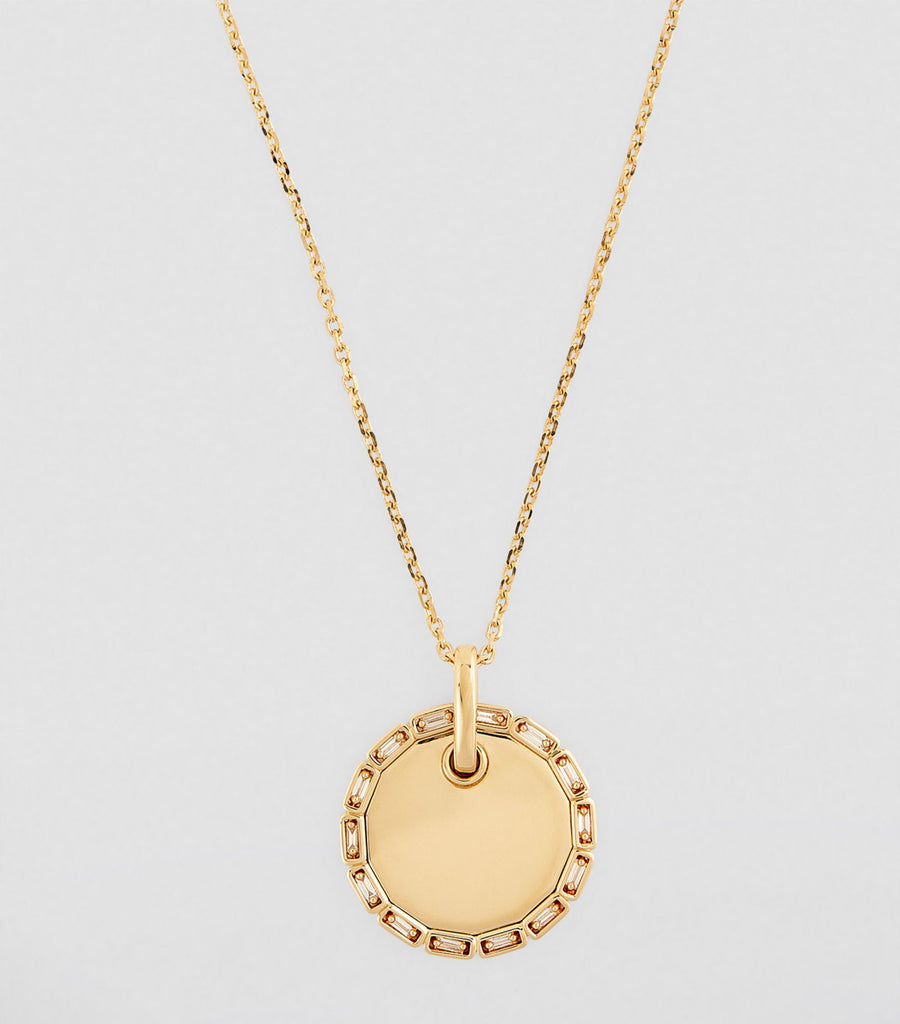 Yellow Gold and Diamond Round Pendant Necklace