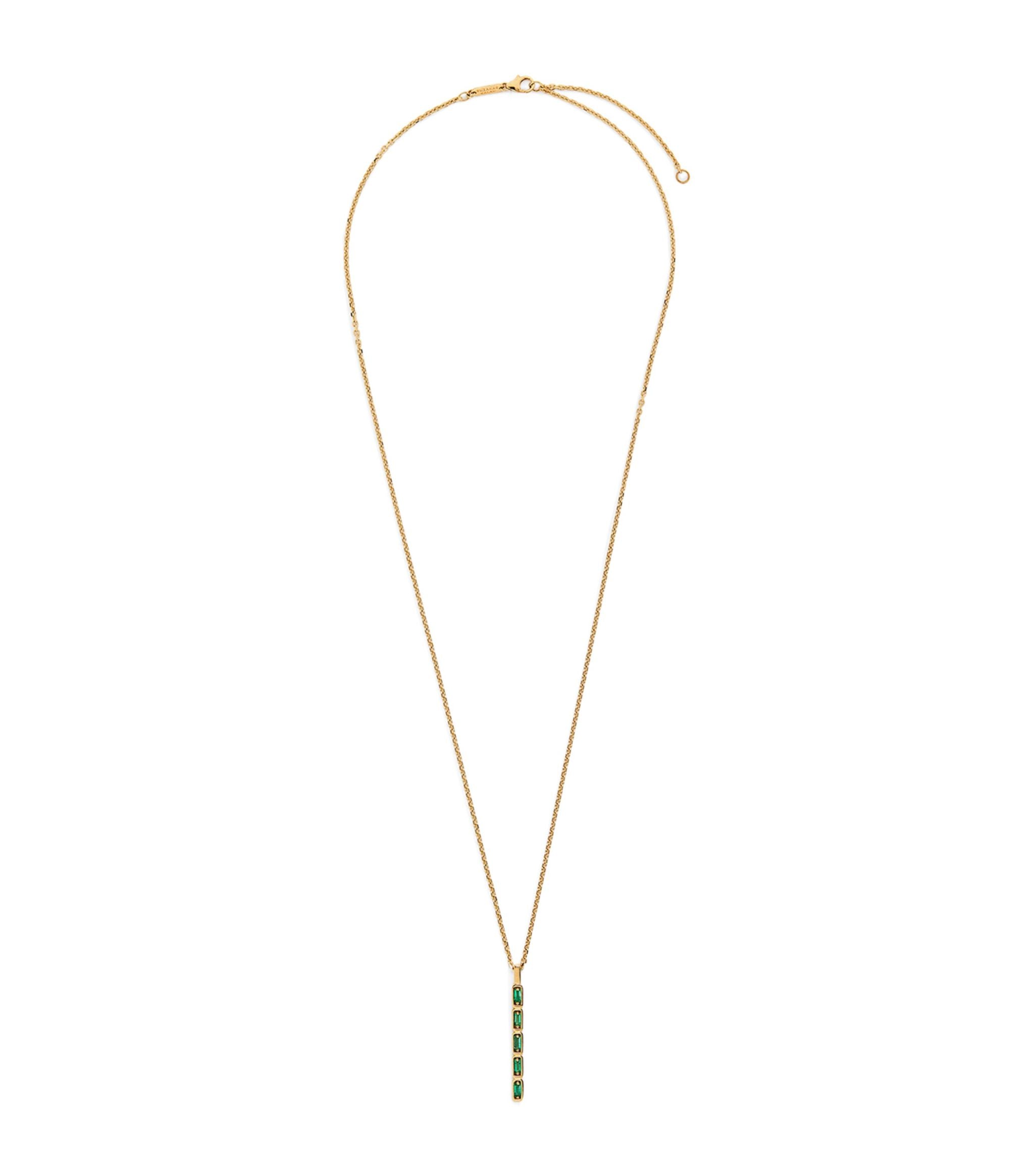 Yellow Gold and Emerald Inlay Bar Necklace GOODS Harrods   