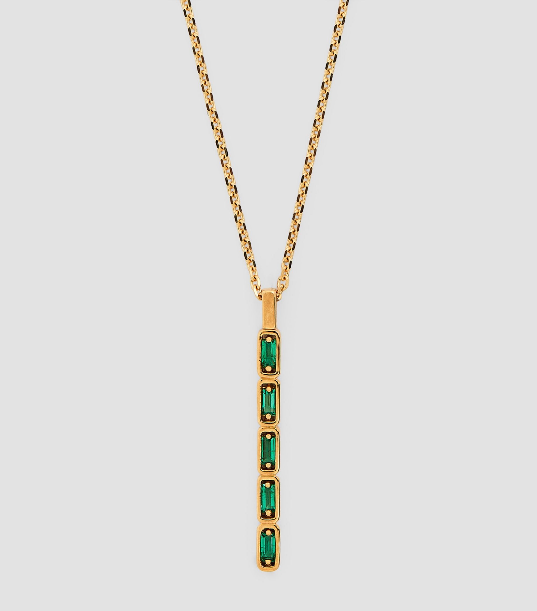 Yellow Gold and Emerald Inlay Bar Necklace GOODS Harrods   