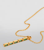 Yellow Gold and Emerald Inlay Bar Necklace GOODS Harrods   