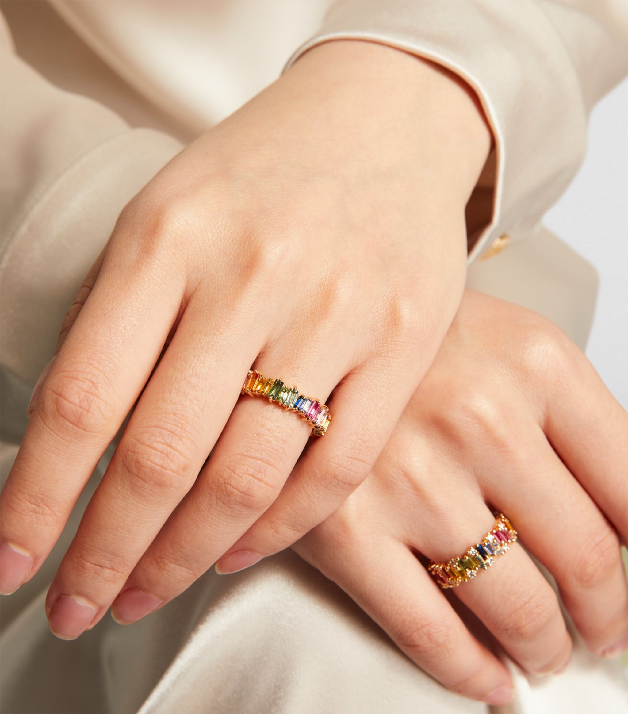 Yellow Gold and Rainbow Sapphire Fireworks Eternity Ring GOODS Harrods   