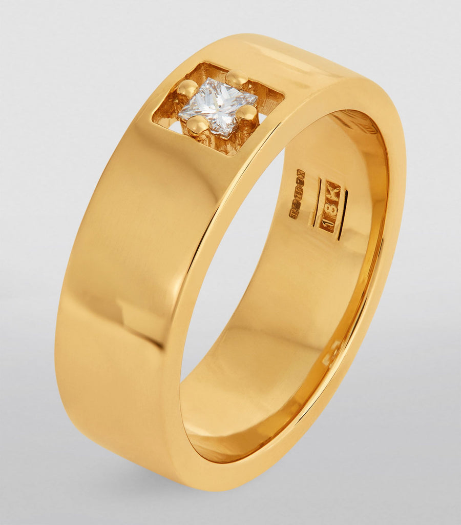 Yellow Gold and White Diamond Inlay Ring