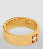 Yellow Gold and White Diamond Inlay Ring GOODS Harrods   