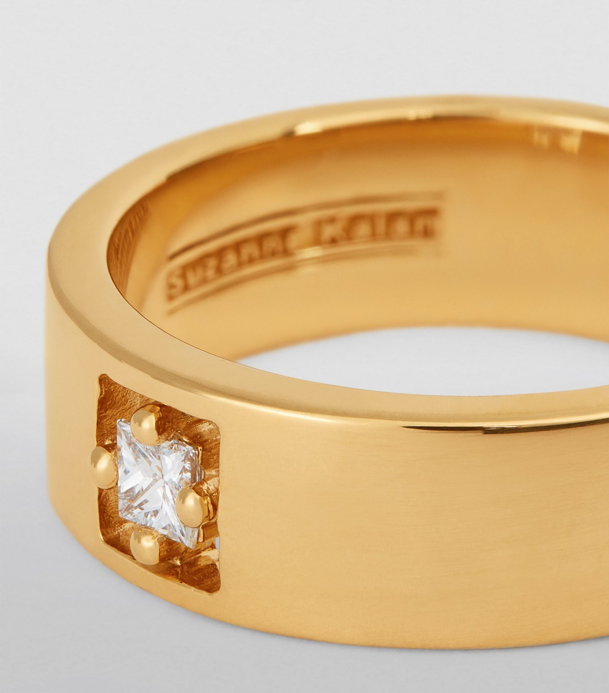 Yellow Gold and White Diamond Inlay Ring GOODS Harrods   