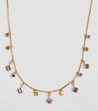 Yellow Gold, Diamond and Sapphire Pastel Dangle Necklace GOODS Harrods   