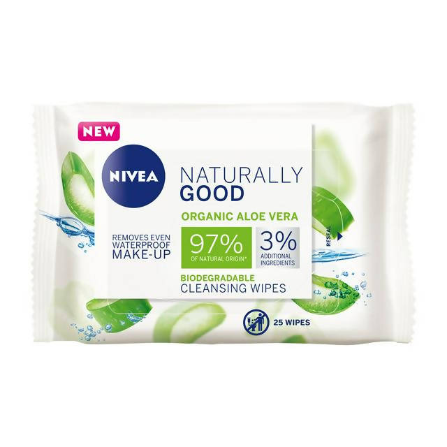 Nivea Naturally Good Organic Aloe Vera Face Cleansing Wipes x25 Cleanser Sainsburys   