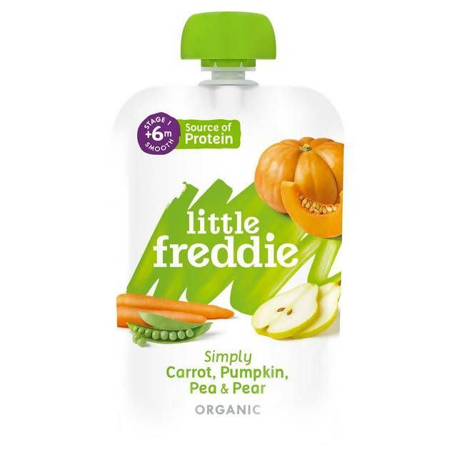 Little Freddie Simply Carrot, Pumpkin Pea & Pear Stage 1 +6m Smooth 100g baby meals Sainsburys   