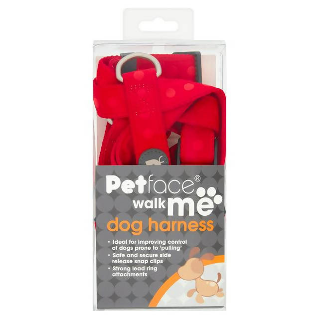 Petface Walk Me Red Tonal Dots Dog Harness Large