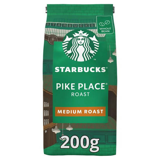 Starbucks Pike Place Medium Roast Whole Bean Coffee Bag 200g All tea & coffee Sainsburys   