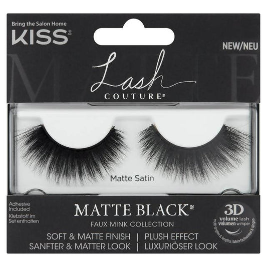 Kiss Lash Couture Matte Black Faux Mink Collection Matte Satin False lashes Sainsburys   