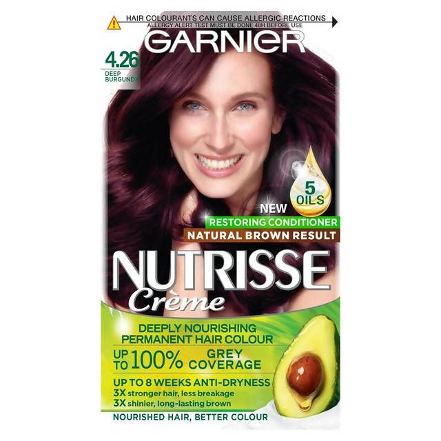 Garnier Nutrisse Natural Permanent Hair Dye Deep Burgundy Red 4.26