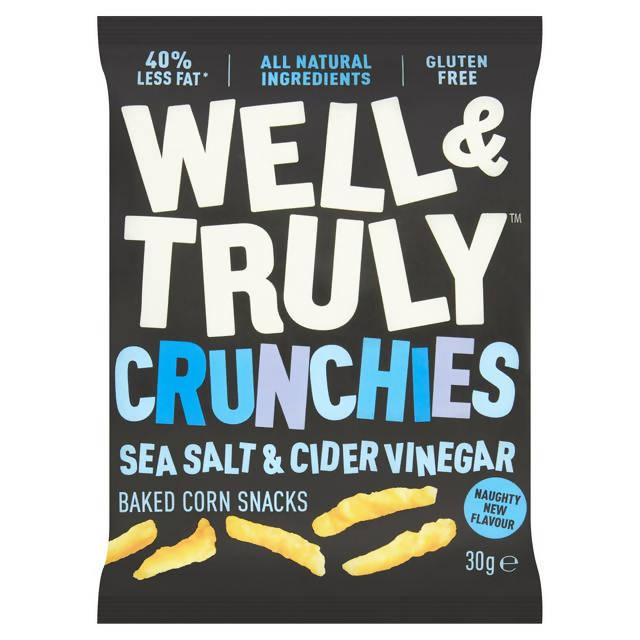 Well & Truly Crunchies Sea Salt & Cider Vinegar Baked Corn Snacks 30g Food cupboard essentials Sainsburys   