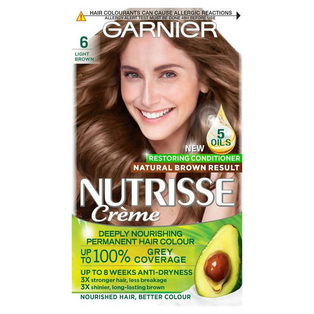 Garnier Nutrisse 6 Light Brown Permanent Hair Dye Beauty at home Boots   