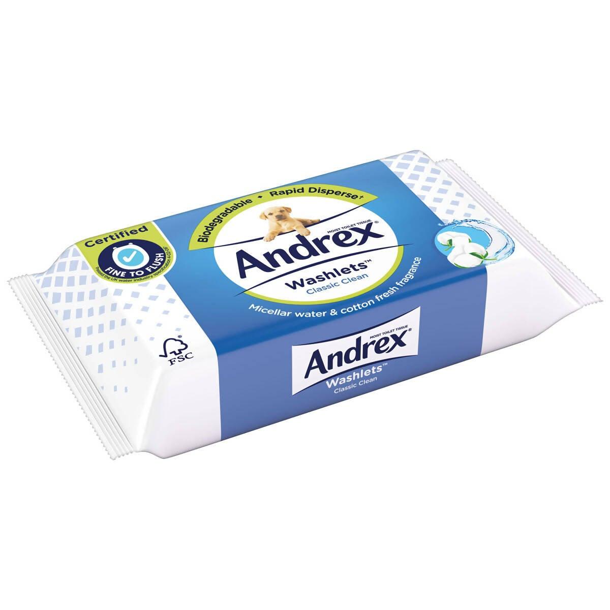Andrex Classic Clean Washlets, 12 x 40 Wipes Paper Products Tissues & Wipes Costco UK   