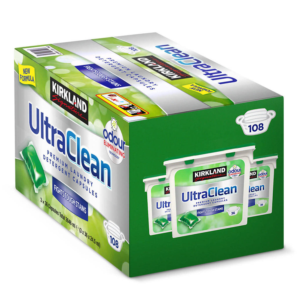 Kirkland Signature Ultra Clean Laundry Capsules, 3 x 36 Pack