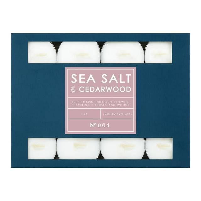 Sainsbury's Home Tealights Seasalt & Cedar 24Pk