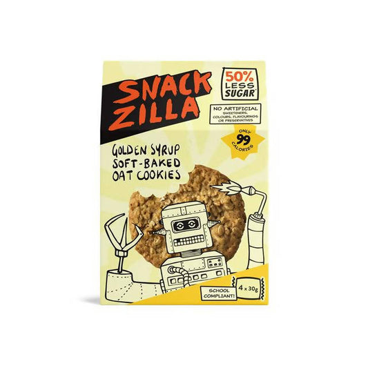 Snack Zilla Golden Syrup Soft-Baked Oat Cookies 4x30g Breakfast biscuits Sainsburys   