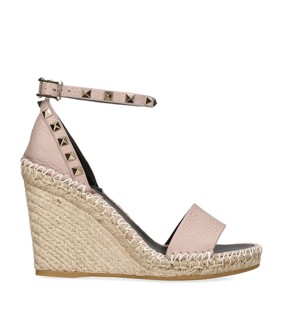 Leather Rockstud Espadrille Wedges 105