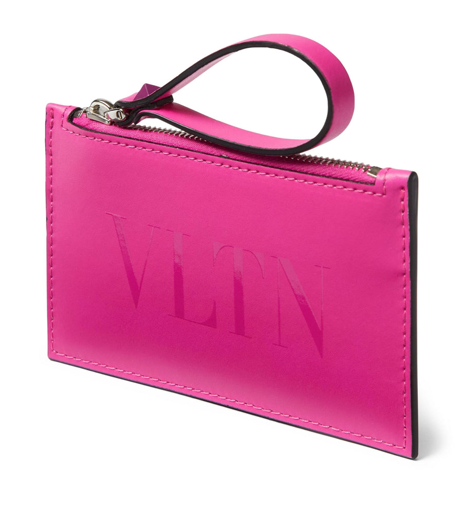 Leather VLTN Zip Card Holder