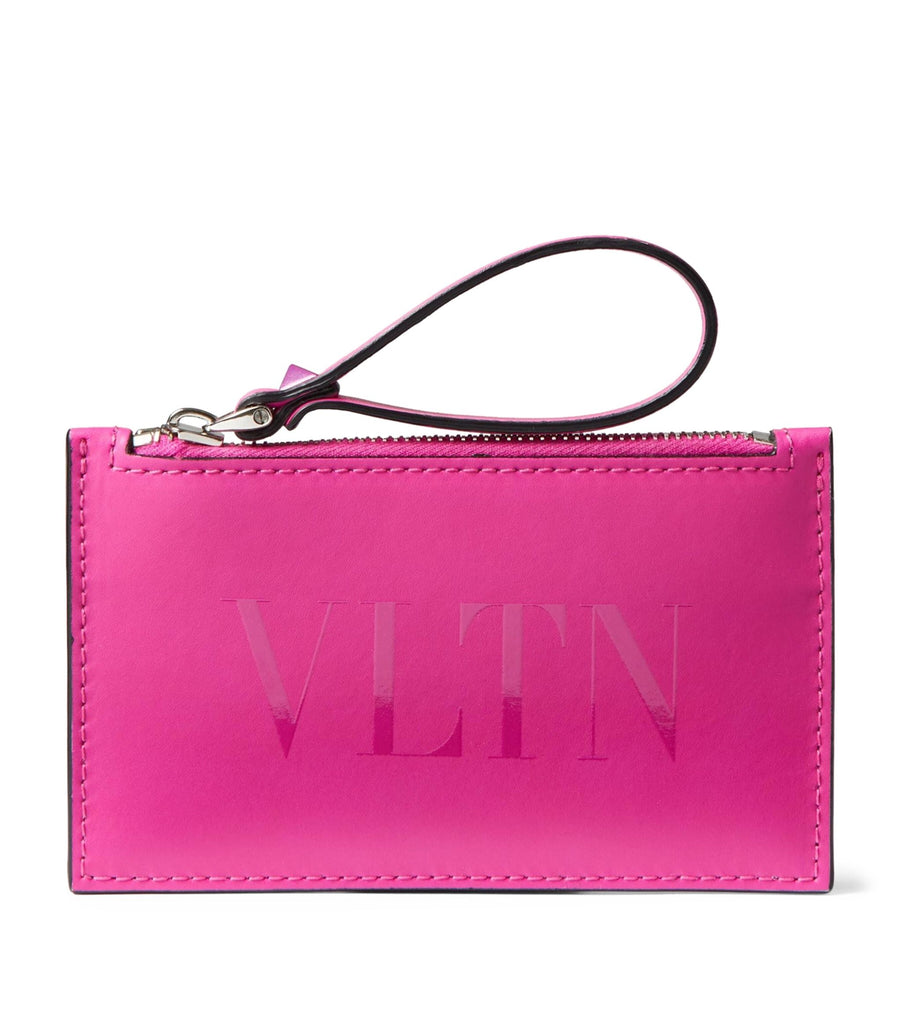 Leather VLTN Zip Card Holder