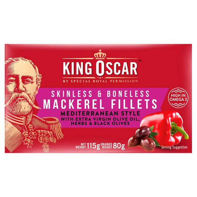 King Oscar Skinless & Boneless Mackerel Fillets Mediterranean Style 115g Fish Sainsburys   