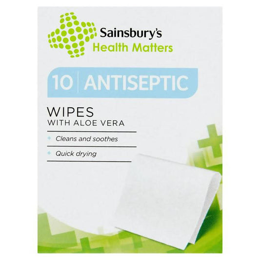 Sainsbury's Health Matters Antiseptic Wipes with Aloe Vera x10 first aid Sainsburys   