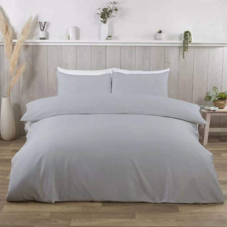 Purity Home Easy-care 400 Thread Count Cotton 3 Piece Bed Set, Light Grey in 4 Sizes Bed Set Costco UK Single  