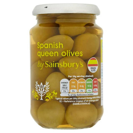 Sainsbury's Spanish Queen Olives 350g (200g*) Olives & antipasti Sainsburys   