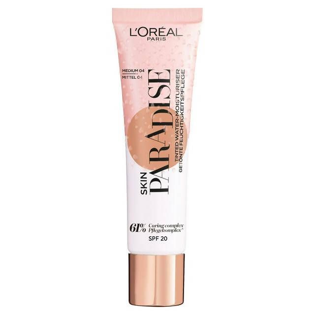 L'Oreal Paris Skin Paradise Tinted Glow Cream Moisturiser Up to 24h Hydration SPF20 Medium 04 30ml