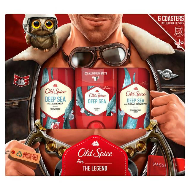 Old Spice Aviator Gift Set For Men with Deep Sea Products x3