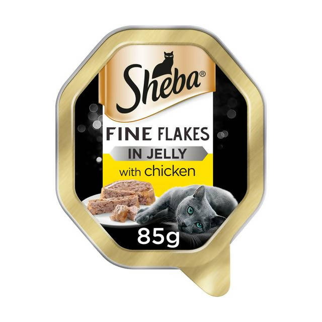 Sheba Fine Flakes Cat Food Tray with Chicken in Jelly 85g